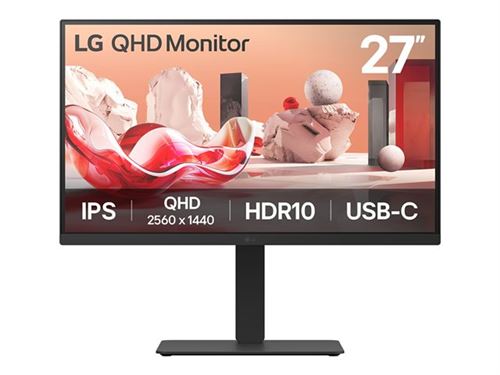 LG 27BA75QB-B - LED-monitor - 27" - 2560 x 1440 QHD @ 100 Hz - IPS - 350 cd/m² - 1000:1 - HDR10 - 5 ms - HDMI, DisplayPort, USB-C - luidsprekers - zwart