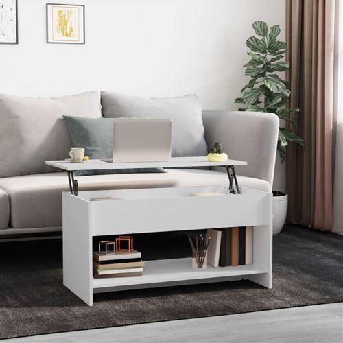Vidaxl Blanc Table Basse 102X52.5 Cm - Image 3