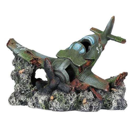 Meilleurs prix pour Aqua d'ella Avion écrasé d’aquarium Raven 27x22x16 cm Polyrésine