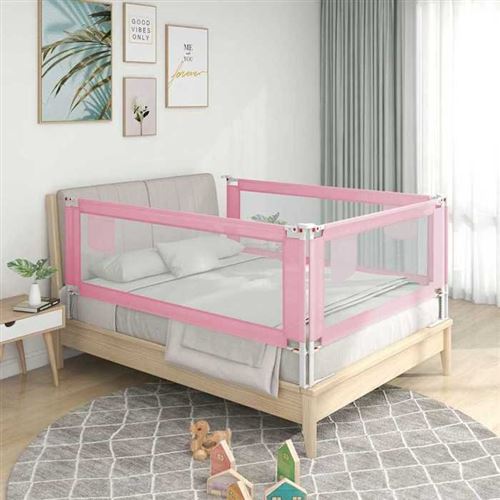 vidaXL Barrière de sécurité de lit d'enfant Rose 100x25 cm Tissu10199