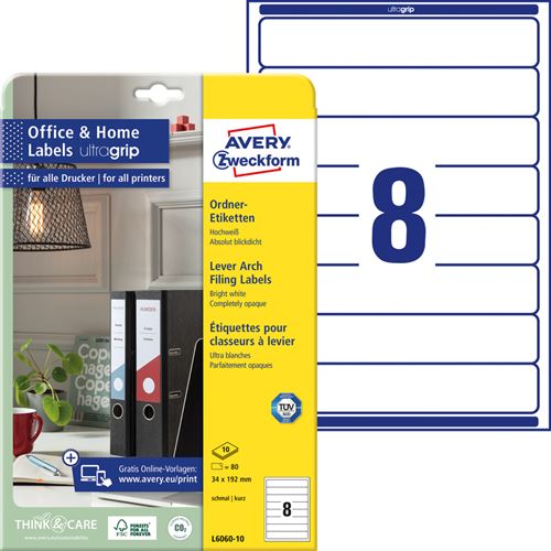 AVERY Zweckform Etiquette pour dos de classeur, 34 x 192 mm