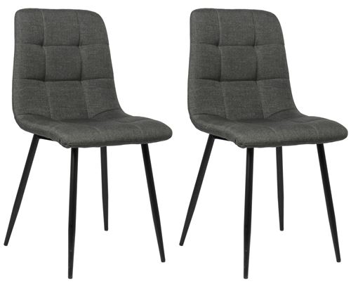 CLP Lot de 2 chaises de salle à manger Tilde avec Piètement en métal noir Gris foncé/Tissu