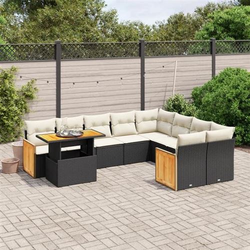 Non Communiqué Noir Vidaxl Salon De Jardin Avec Coussins 10 Pcs, Canapés De Terrasse, Ensemble De Meubles De Patio, Mobilier D'extérieur, 3274122