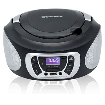 Radio CD Portable Numerique FM PLL, Lecteur CD, CD-R, CD-RW, MP3, USB, Stereo, Roadstar, CDR-365U/SL, , Noir/Argent - 1
