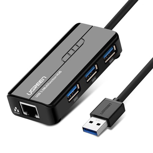 Ugreen - Hub - 3 x SuperSpeed USB 3.0 + 1 x 10/100/1000 - desktop