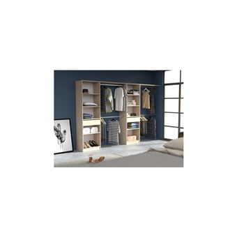 Dressing EKIPA Blanc - Dimensions 220 X 40 X 180 Cm (L X P X H) - Armoire De Rangement Avec Portes - 4