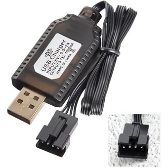 LEFU Câble de Chargeur USB pour Batterie au Lithium 3,7 V avec Prise SM-2 Broches Compatible pour Voiture RC Avion RC Tank RC Bateau et Autres Jouets