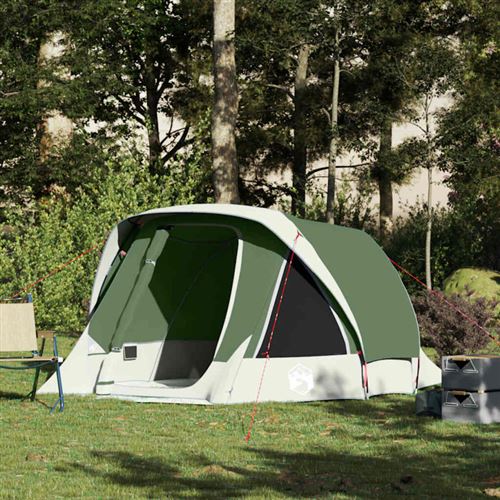 Vidaxl Tente De Camping De Cabine 4 Personnes Vert Imperm&eacute;able