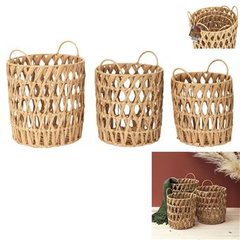 3 paniers de rangement ajourés avec anses 40x34x29cm - 1
