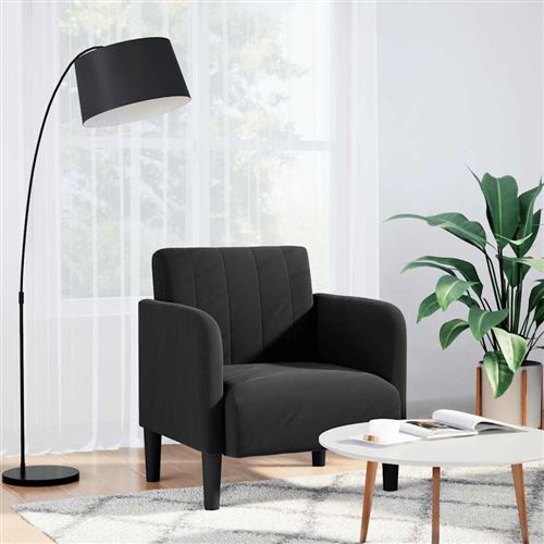 vidaXL - Fauteuil de salon - Velours - Noir - Image 2