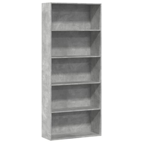 Bibliothèque gris béton 80x30x189 cm bois d ingénierie