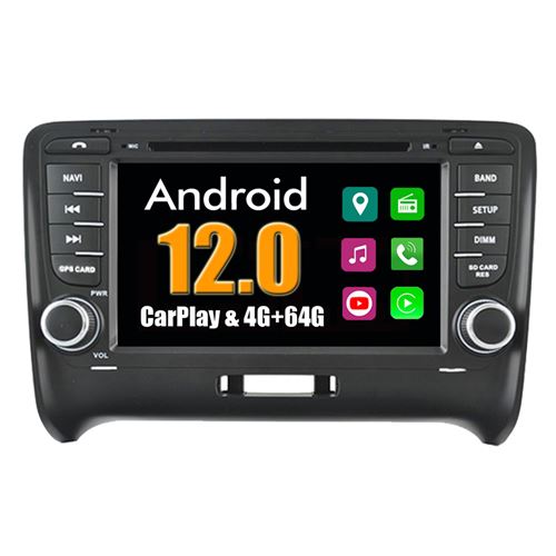 Autoradio CarPlay Multimédia RoverOne Android 12 4Go RAM 64Go ROM GPS pour Audi TT MK2 2006- 2014