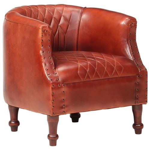 vidaXL Fauteuil tube Marron 62x58x65 cm Cuir véritable
