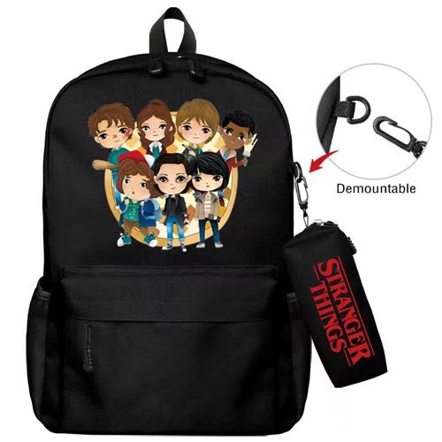 Lot de 2 pièces Sac à Dos, Trousse à crayons Stranger Things pour Garçon et Filles (SD1692) 40*22*45 cm Noir