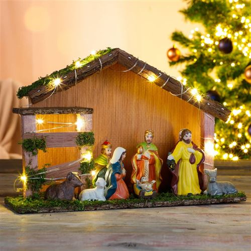 HI Crèche de Noël éclairée à LED