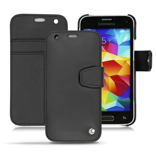 Housse cuir pour Samsung SM-G800 Galaxy S5 mini - Rabat horizontal portefeuille - Cuir Perpétuelle - Marron - NOREVE