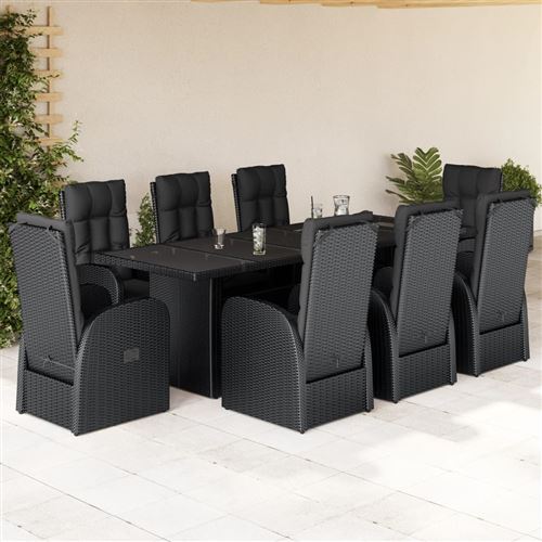 Non Communiqué Noir Vidaxl 9-Delige Tuinset Poly Rattan Zwart3277643