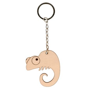 Porte-clés caméléon en bois - 1