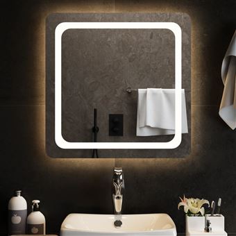 vidaXL Miroir de Salle de Bain à LED Miroir de Maquillage Lumineux Coiffeuse Cosmétique Décoration de Toilette Maison Intérieur 60x60 cm - 1