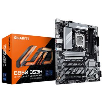 Gigabyte B860 DS3H - Carte-mère - ATX - Socket LGA1851 - B860 Chipset - USB-C 3.2 Gen 2x2, USB 3.2 Gen 2, USB-C 3.2 Gen 1, USB 3.2 Gen 1 - 2.5 Gigabit LAN - carte graphique embarquée (unité centrale requise) - audio HD (8 canaux) - 1