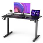 Bureau Gaming électrique BIGZZIA, 120 x 60 x (70-116) cm, Réglable en Hauteur, Avec contrôle de mémoire, Noir