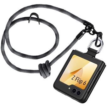 Coque pour Samsung Galaxy Z Flip 6, Protection Noire Antichoc avec Cordon Amovible Noir - BOOLING - 1