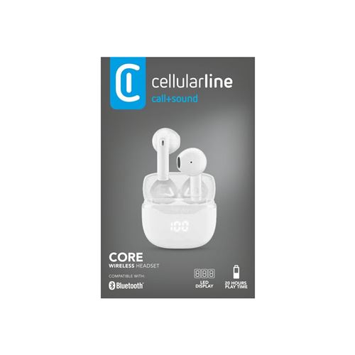 Cellularline Core &Eacute;couteur Bluetooth TWS avec &Eacute;tui de Recharge et &Eacute;cran LED - Neuf