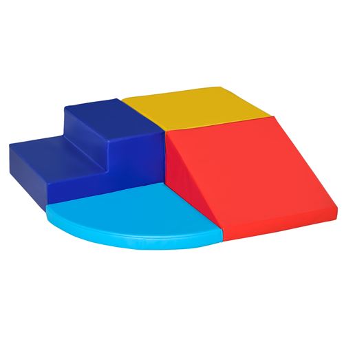 4 blocs de construction en mousse XL - modules de motricité - jouets éducatifs - certifiés normes EN71-1-2-3 - mousse EPE revêtement PU bleu rouge jaune