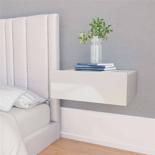 vidaXL Tables de chevet flottantes 2 pcs Blanc brillant 40x30x15 cm