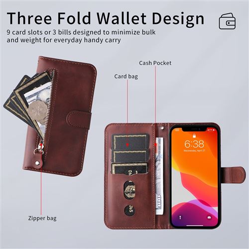 Housse Motorola Moto E13 (6.5") Etui En Cuir PU Portefeuille Antichoc Flip Housse Rétro Emboss