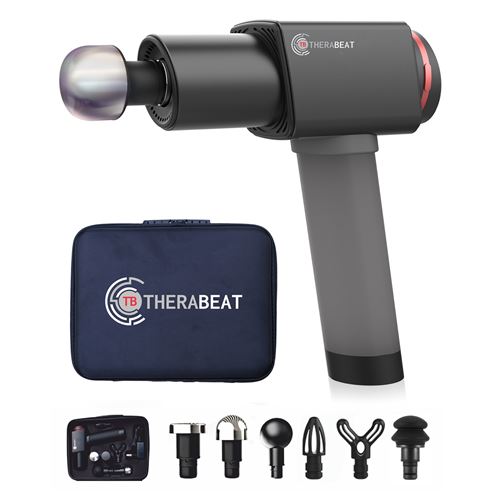 Pistolet De Massage Musculaire - Therabeat Tofta - 6 Têtes De Massage - 6 Niveaux - 1300 Á 3300 Tours / Minute - Poignée En Néoprène