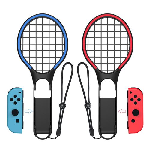 2PCS Raquette de Tennis Manettes Joy-Con FONGWAN Nintendo Switch Mario Tennis Aces Games - Noir
