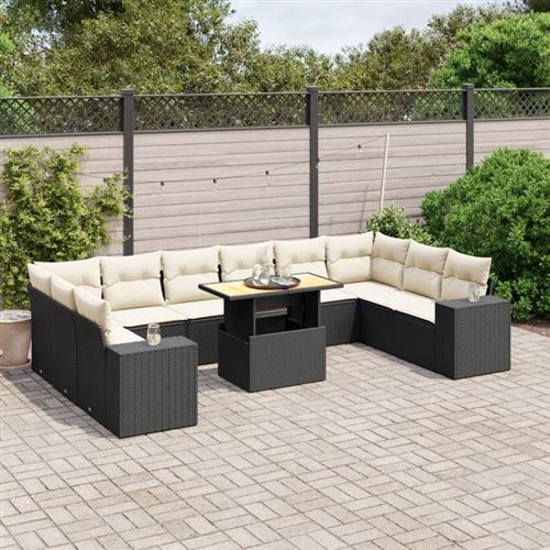 Vidaxl Noir Salon De Jardin 11 Pcs - Image 3