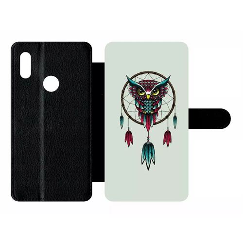 Etui My-Kase pour Y6S 2019 - dreamcatcher hibou tribal - Simili-cuir Noir