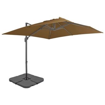 vidaXL Parasol avec Base Portable Housse de Protection UV Protection Parasol de Jardin Terrasse Plage Extérieur Patio Balcon Piscine Taupe - 1