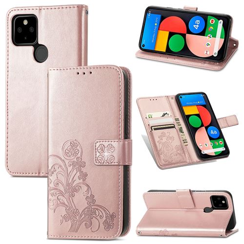 MPFRANCE Housse pour Google Pixel 5A Or Rose [Fleur de Lys]