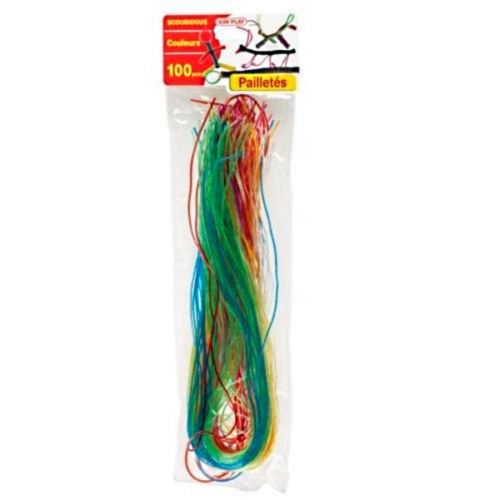 100 Longs Fils A Scoubidou Pailletés 80Cm