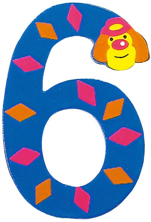 Small Foot chiffre 6 Bois de clown 8 cm