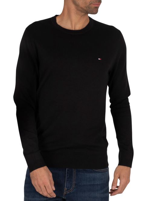 Tommy Hilfiger Pour des hommes Tricot à carreaux en coton et soie, NoirM
