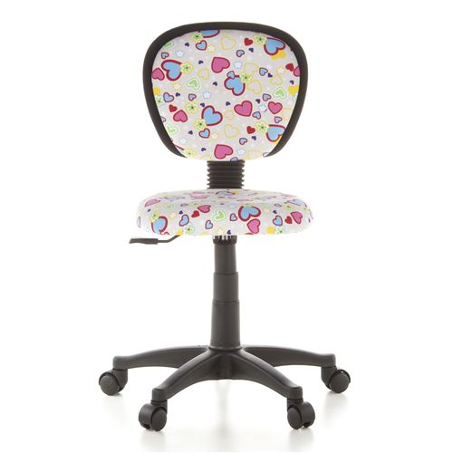 Siège de bureau enfant / Siège pivotant KIDDY TOP, tissu rose motif fleurs & curs hjh OFFICE