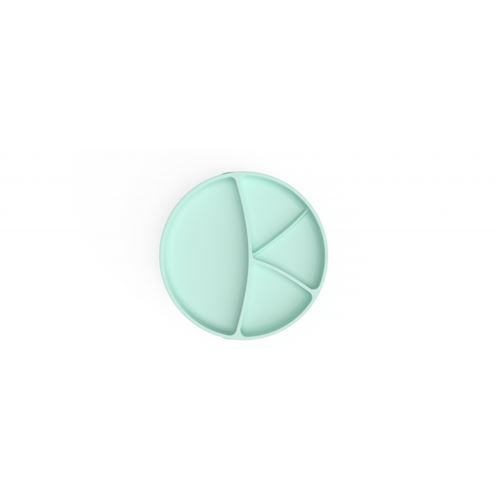 Assiette à compartiments en silicone avec ventouses vert menthe