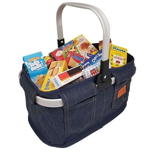 Panier de supermarché en jeans