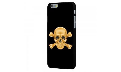 Coque noire iPhone 6 impression crâne doré tête de mort gold