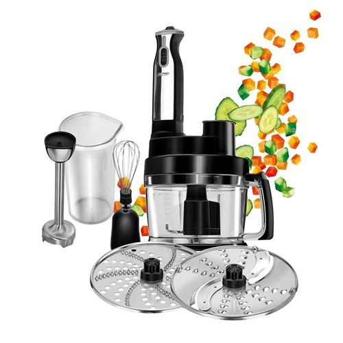 MPM MRK-17 Transformateur alimentaire multifonctionnel, pétrin, mélangeur fruits et légumes 800W Negro