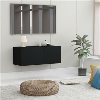 Meuble TV Noir 80x30x30 cm Bois d'ingénierie - 1