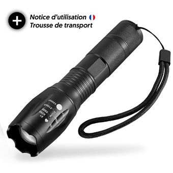 Lampe De Poche LED, Torche Puissante Portable Noire Pour Le Camping