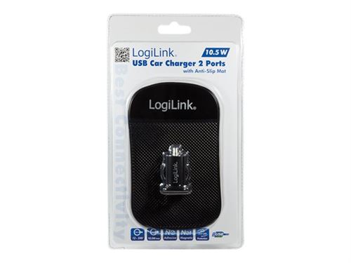 LogiLink - Adaptateur d'alimentation pour voiture - 10.5 Watt - 2.1 A - 2 connecteurs de sortie (USB) - noir