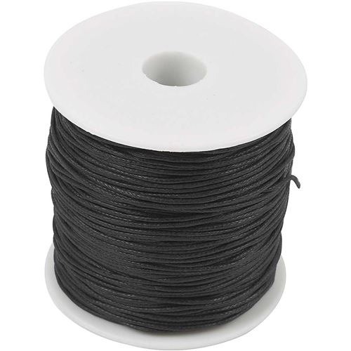 Creotime cordon de coton noir 0,6 mm d'épaisseur 100 m