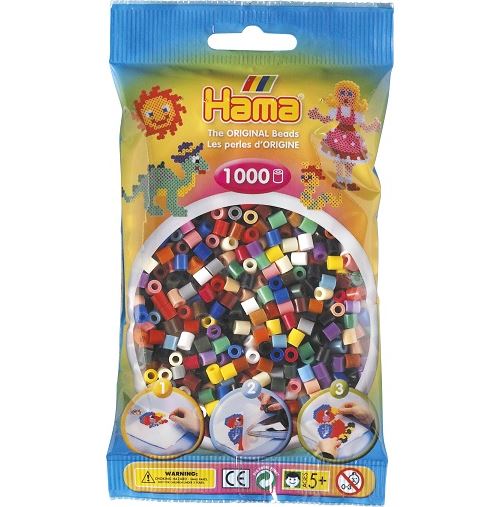 Sachet de 1000 perles a repasser hama midi couleurs assorties - loisirs creatifs - 207-67