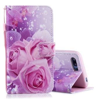 Huawei Honor 10 Housse Etui Cuir Pu Fleurs Vieilli Rose